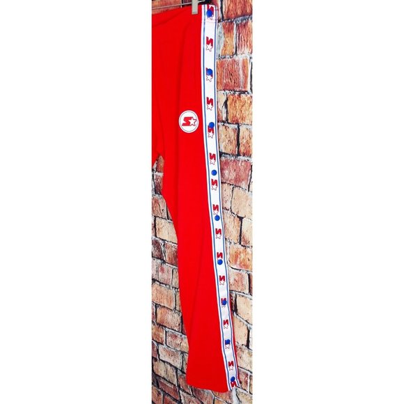 VTG Starter Black Label Full Snap Track Warm Up Break Tear Away Red Small Pants - Picture 2 of 6